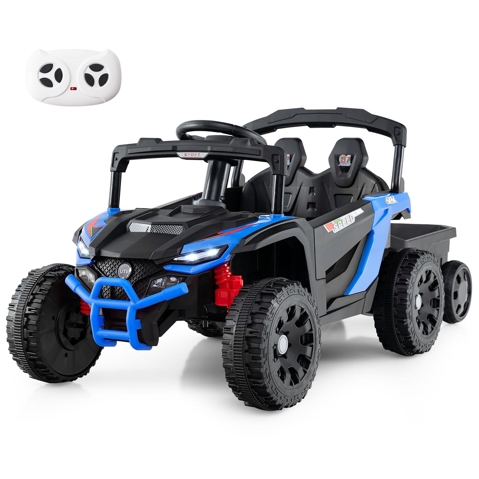 HOGEBABY Kids Ride On UTV Car with Detachable Trailer