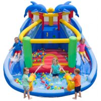 HOGEBABY Inflatable Water Slide | Dolphin Style 6 in 1 Bouncy Castle with Dual Slides