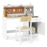 HOGEBABY Kids Desk and Chair Set Wooden Student Writing Desk Set