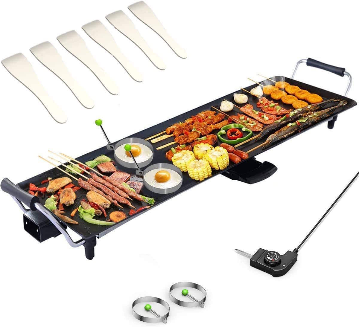 HOGEBABY 35" Electric Griddle Teppanyaki Grill, Nonstick Extra Large Cooking Plate for Pancake Barbecue - Image 2