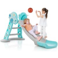 HOGEBABY Toddler Slide, 3 in 1 Folding Baby Slide Climber Playset, Freestanding Slide with Long Slipping Slope