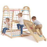 HOGEBABY Indoor Playground 8-in-1 Kids Montessori Jungle Gym with Baby Slid
