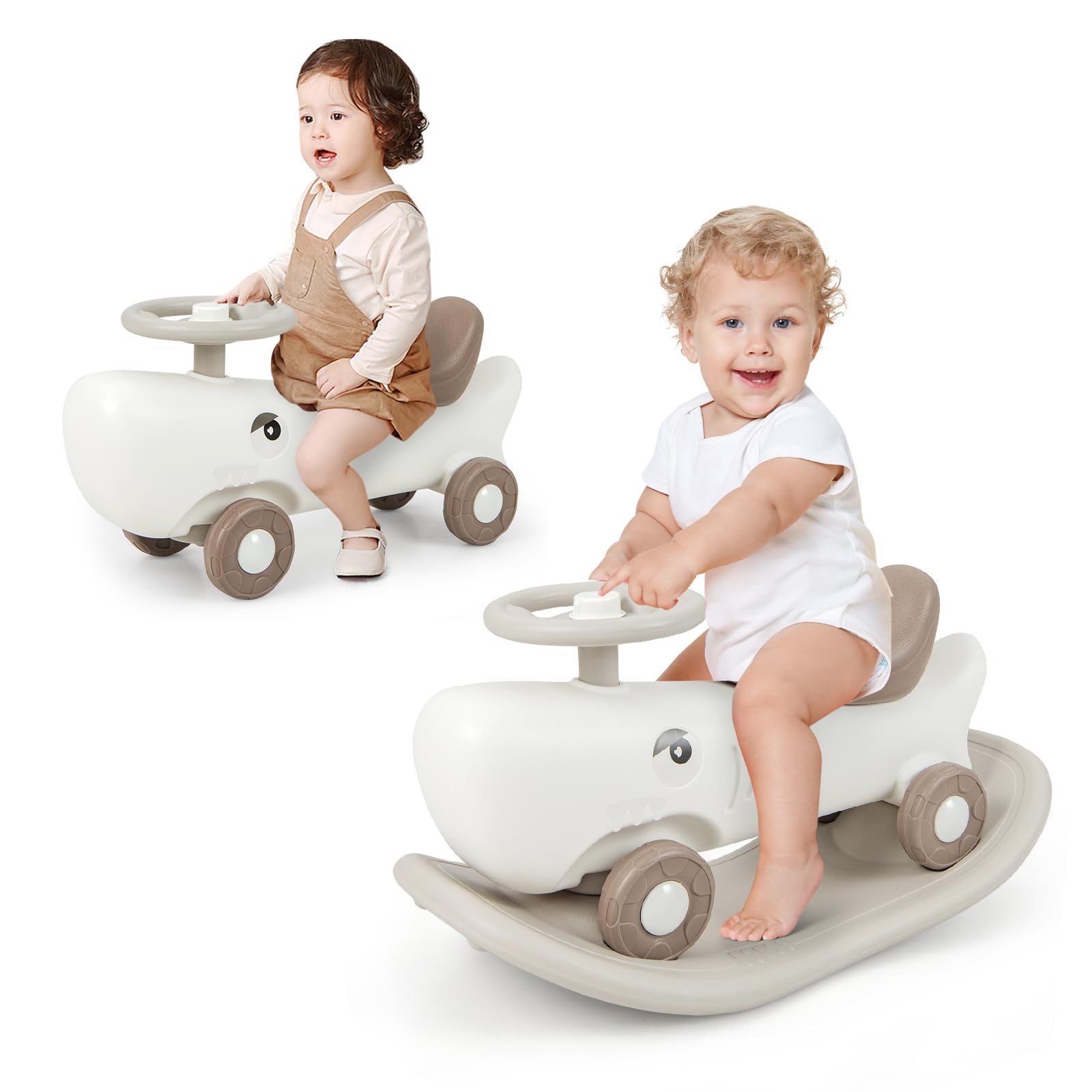 HOGEBABY 3 in 1 Rocking Horse, Ride On Push Car for Toddlers, Shark Rocking Sliding Toy Set for Boys Girls - Image 10