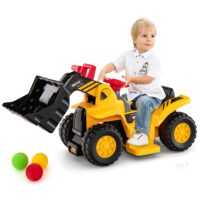 HOGEBABY 2-in-1 Ride on Excavator Bulldozer & Ride on Push Car (6V)