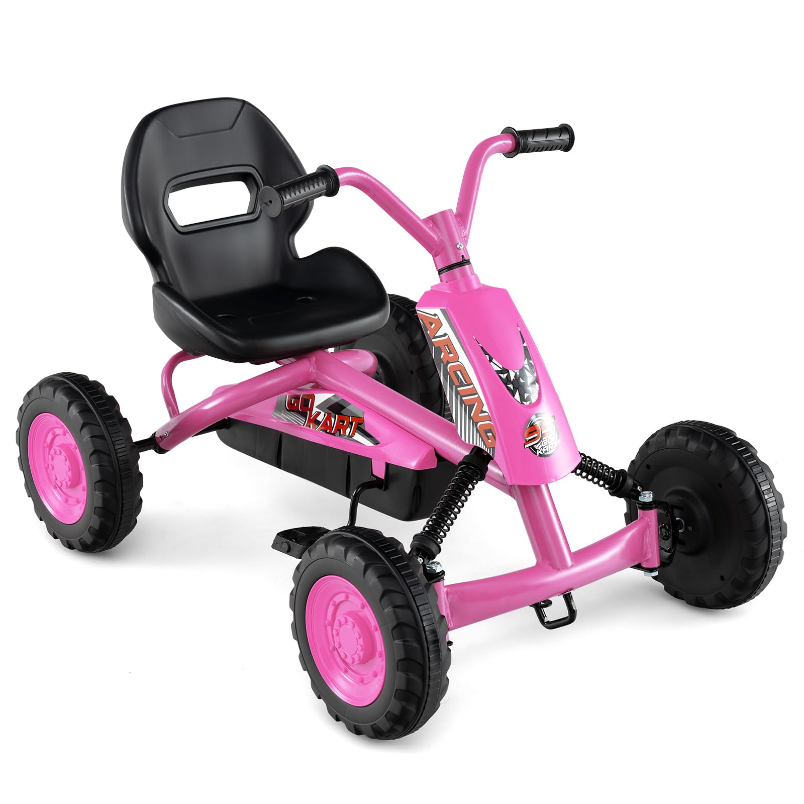 HOGEBABY 4 Wheel Toddler Ride On Pedal Car with Steering Handlebars