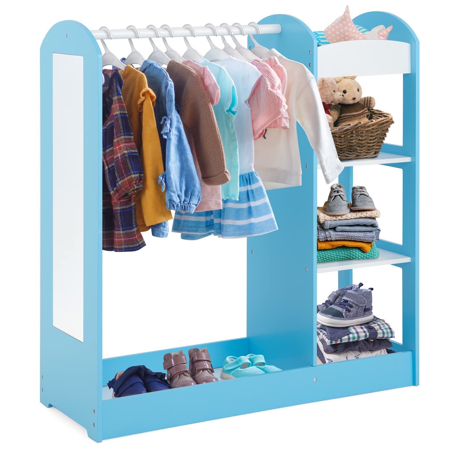 HOGEBABY Kids Dress up Storage with Mirror, Clothes Rack, 3-Tier Shelves - Image 13