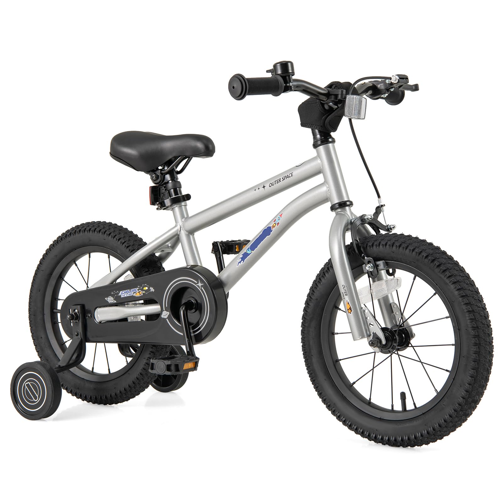 HOGEBABY Outer Space Kids Bike, 14 Inch Sport Bicycle for 4-7 Years Old w/Adjustable Saddle, Training Wheels