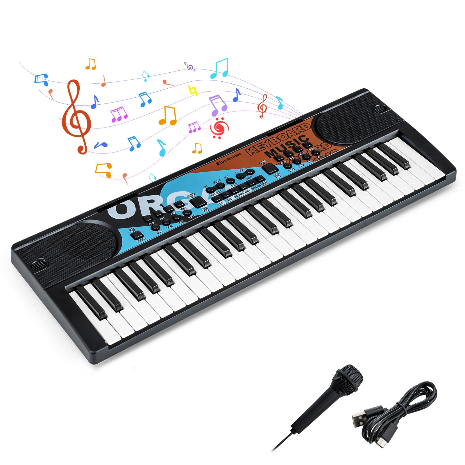 HOGEBABY Kids Piano Keyboard 49 Keys Portable Electric Keyboard Piano w/8 Rhythms