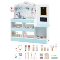 HOGEBABY 2 in 1 Wooden Doctor Playset Role Play Medical Toy w/24 Medical Accessories