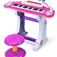 HOGEBABY Electronic Keyboard 37-Key Piano, Musical Piano w/Record and Playback for Kids, Working Microphone & Stool