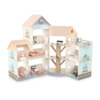 HOGEBABY Wooden Dollhouse for Kids, 3-Story Luxury Doll House, DIY Pretend Dollhouse Playset