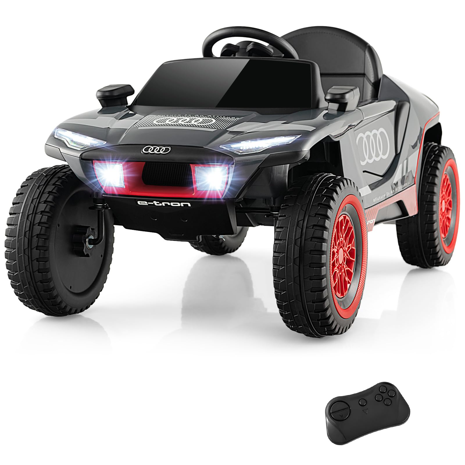 HOGEBABY Ride on Car, Audi Licensed E-tron Racing Car, 12V Battery Powered Electric Vehicle