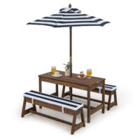 HOGEBABY Kids Picnic Table, Toddler Wood Table & Bench Set, Gift for Ages 3-8