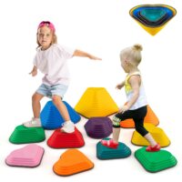 HOGEBABY 6 Pcs Kids Stepping Stone, Non-Slip Toddler Balance Stones, Balance Blocks for Indoor/Outdoor Exercise