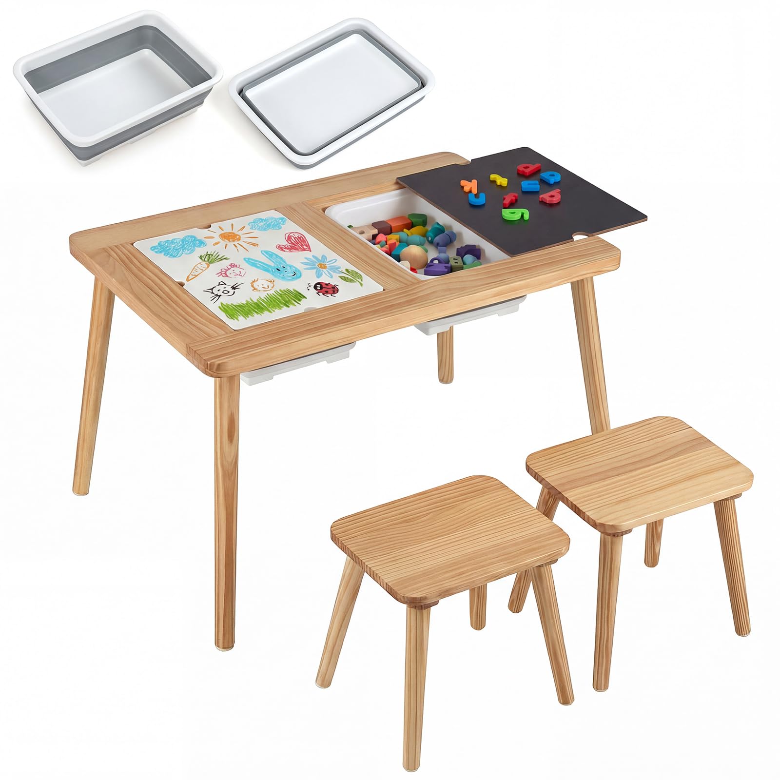 HOGEBABY Wooden Kids Activity Table Set