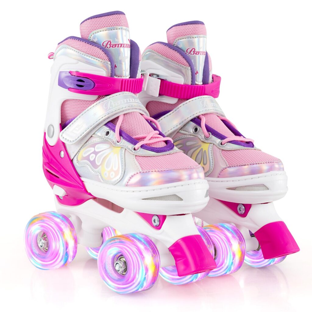 HOGEBABY Butterfly Roller Skates for Girls Teens Adults 5-8 8-13 13+ with Light-up Wheels & Safety Protection