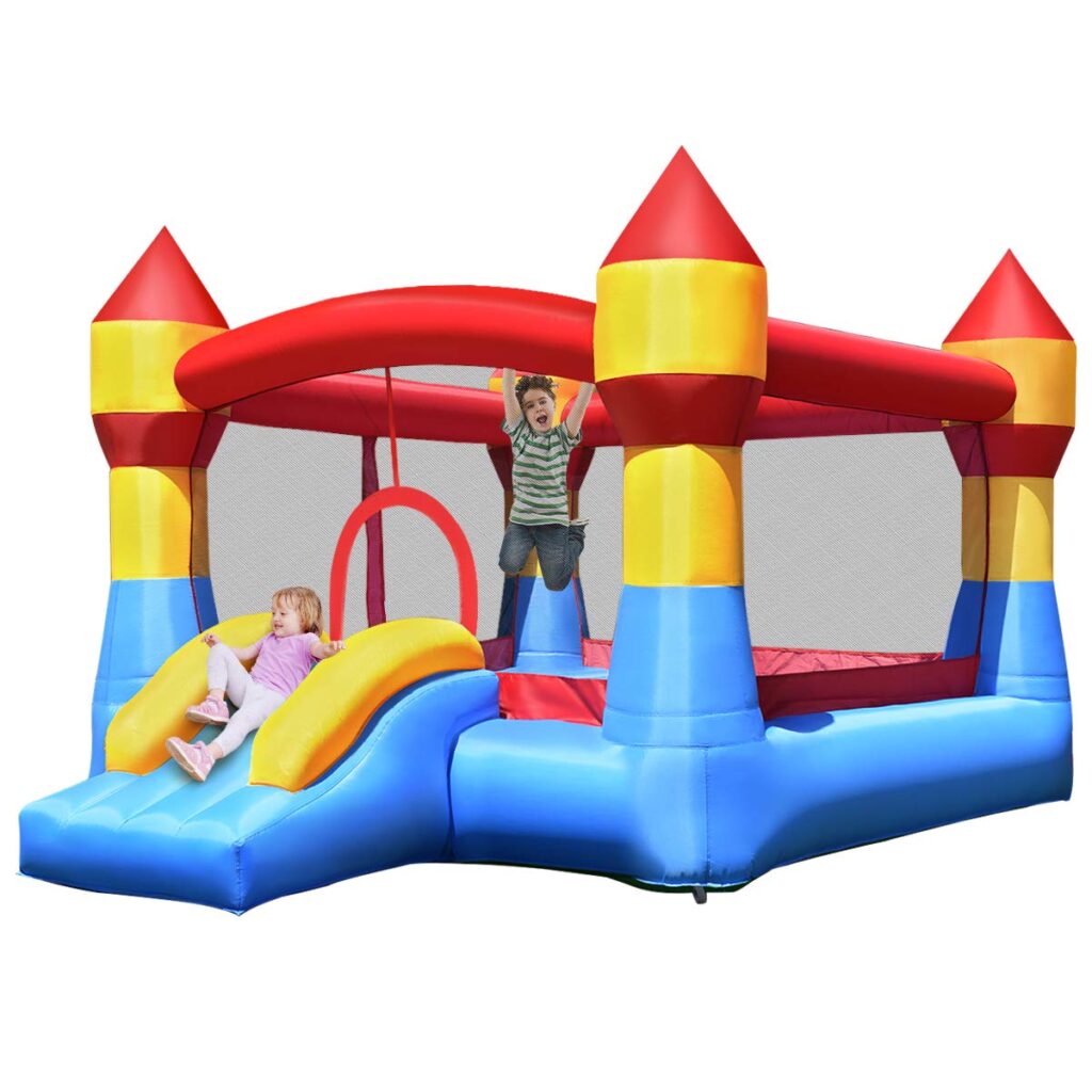 HOGEBABY Inflatable Bounce House, Jumper Castle with Slide, Mesh Walls, Party Bouncy House