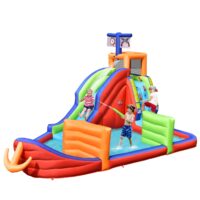 HOGEBABY Inflatable Water Slide, 6-in-1 Pirate Ship Kids Giant Water Park