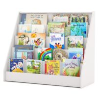 HOGEBABY 5-Tier Kids Bookshelf, Wooden Children Bookcase, Toddler Book Rack for Kids Room, Living Room, Nursery, Classroom