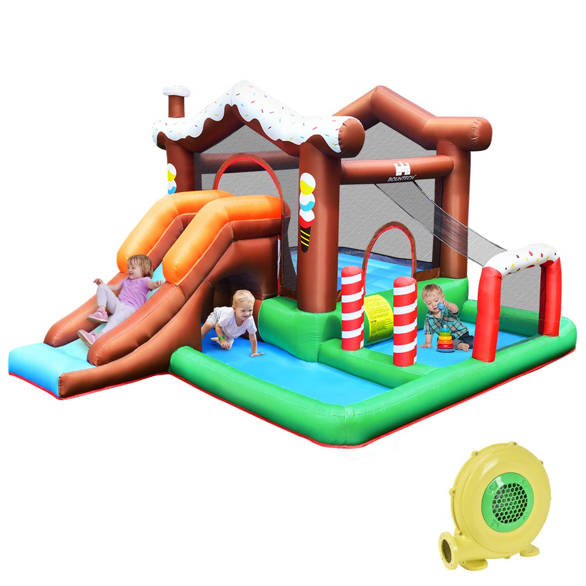 HOGEBABY Inflatable Bounce House, Snow House Bouncy Castle with 480W Air Blower, Large Jump Play Area