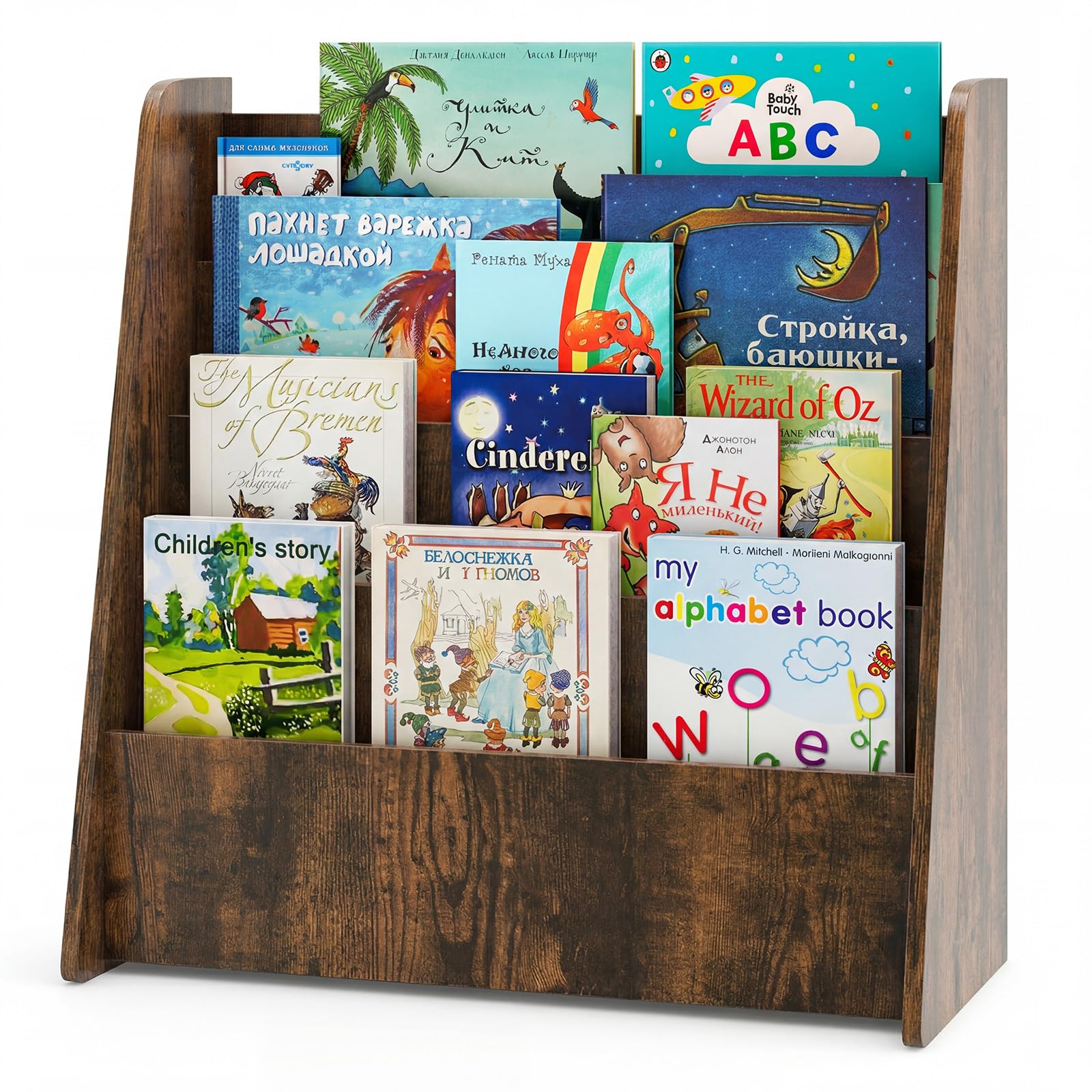 HOGEBABY 4-Tier Kids Bookshelf, Front Facing Children Bookcase with Deep Compartments - Image 11