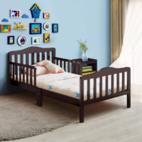 HOGEBABY Toddler Bed, Classic Rubber Wood Kids Bed Frame