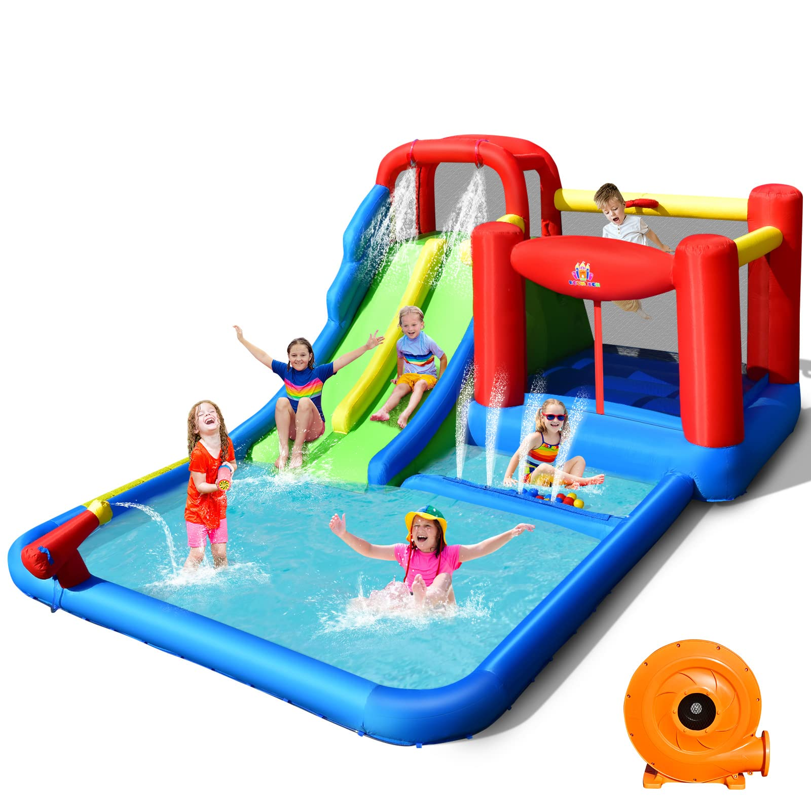 HOGEBABY Inflatable Water Slide Park, Kids Giant Water Park Jumping Castle