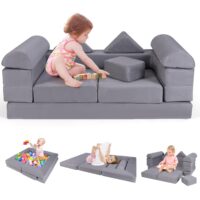 HOGEBABY Kids Play Couch, Versatile Building Fort Foam Play Couch for Boys & Girls(9 Pieces)