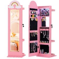 HOGEBABY Kids Jewelry Armoire Cabinet with LED Lights
