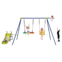 HOGEBABY Swing Sets for Backyard, 4-in-1 Heavy Duty Large Metal Swing Frame