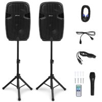 HOGEBABY Portable 3000W 2-Way Powered PA Speaker System, 15'' Professional High Powered Bluetooth Active + Passive Party Speakers