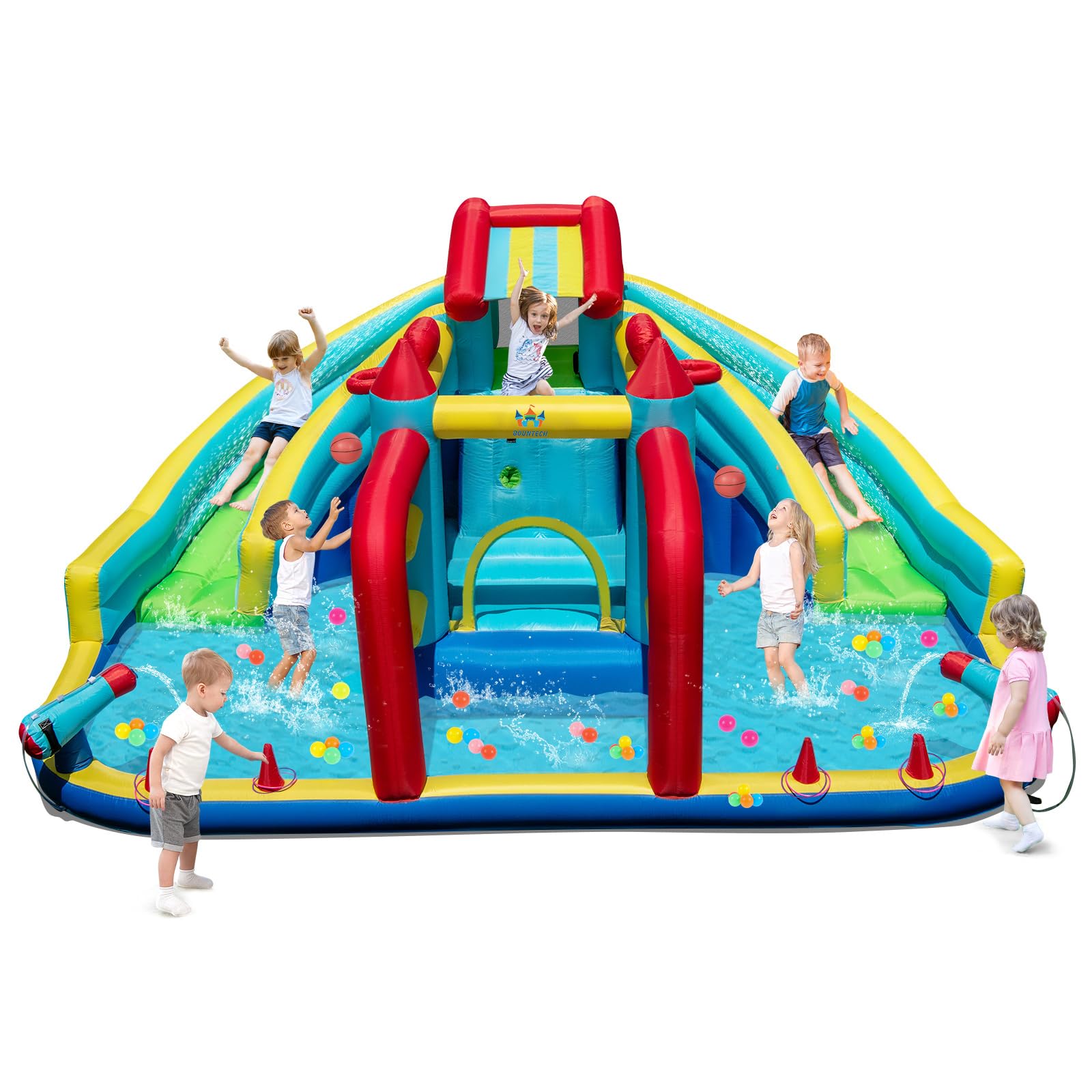 HOGEBABY Inflatable Water Slide with Bounce House Double Water Slide Park