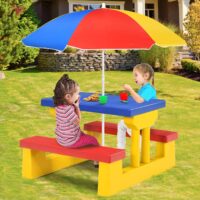 HOGEBABY Kids Outdoor Table and Chair Sets with Removable Umbrella