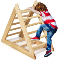 HOGEBABY Kids Climbing Triangle Ladder, Wooden Triangle Climber with Climbing Ladder for Toddlers