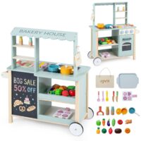 HOGEBABY Play Kitchen for Kids | Rolling Chef Grocery Store Pretend Play Set