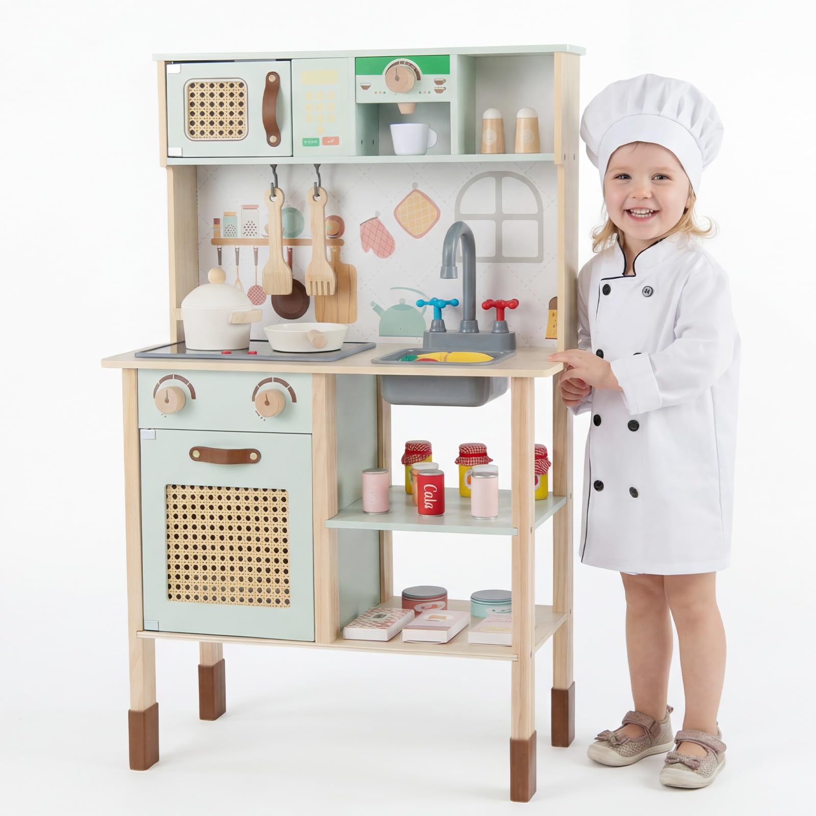HOGEBABY Kids Play Kitchen Toddler Toy Kitchen Set