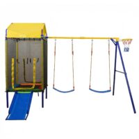 HOGEBABY 5-in-1 Kids Swing Set with Trampoline