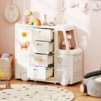 HOGEBABY Kids Toy Storage Organizer Toy Shelf w/ 4 Pull-Out Drawers