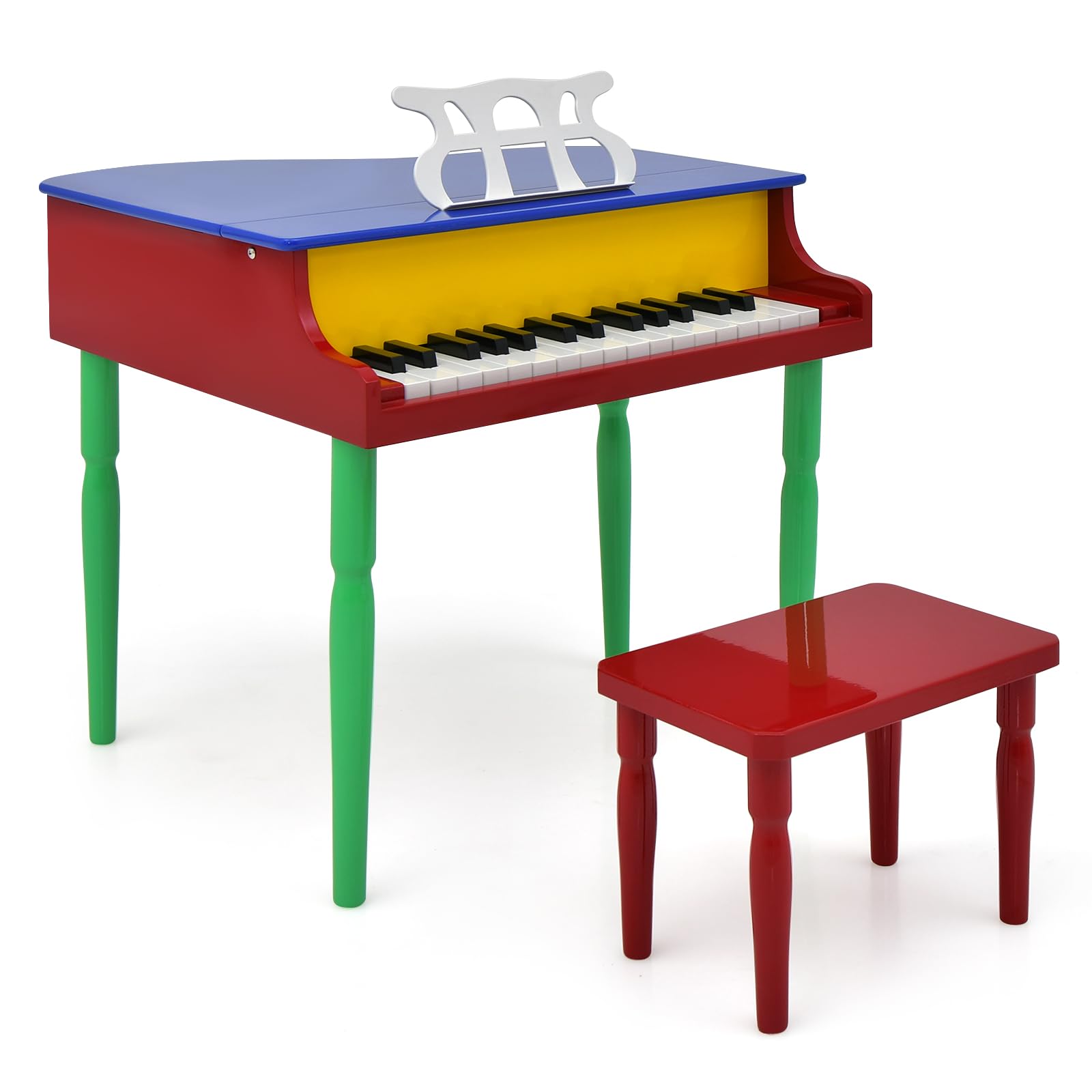 HOGEBABY Classical Kids Piano, 30 Keys Wood Toy Grand Piano with Music Stand and Bench - Image 13