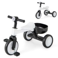 HOGEBABY Toddler Tricycle, 2-in-1 Kids Tricycle Auxiliary Balance Bike with Carbon Steel Frame