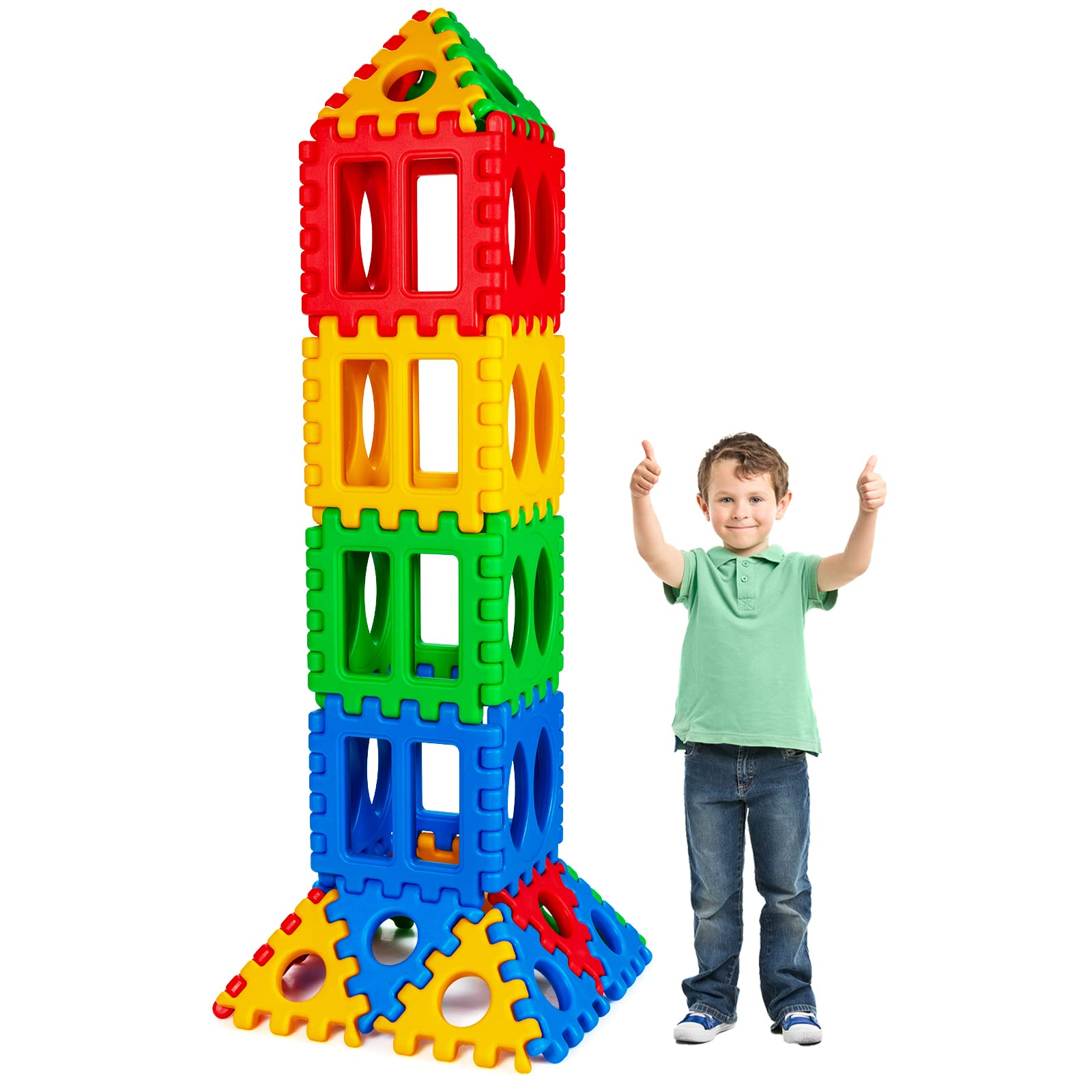 HOGEBABY 32 Pieces Jumbo Building Blocks for Kids, Big Waffle Block Set