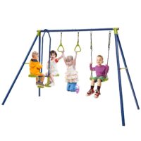 HOGEBABY 440 lbs Swing Sets for Backyard, 3-in-1 Heavy Duty Extra Large Metal Swing Frame