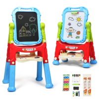 HOGEBABY Art Easel for Kids, Height Adjustable 360 Rotate Double Sided Standing Art Drawing Board w/Chalkboard & Whiteboard