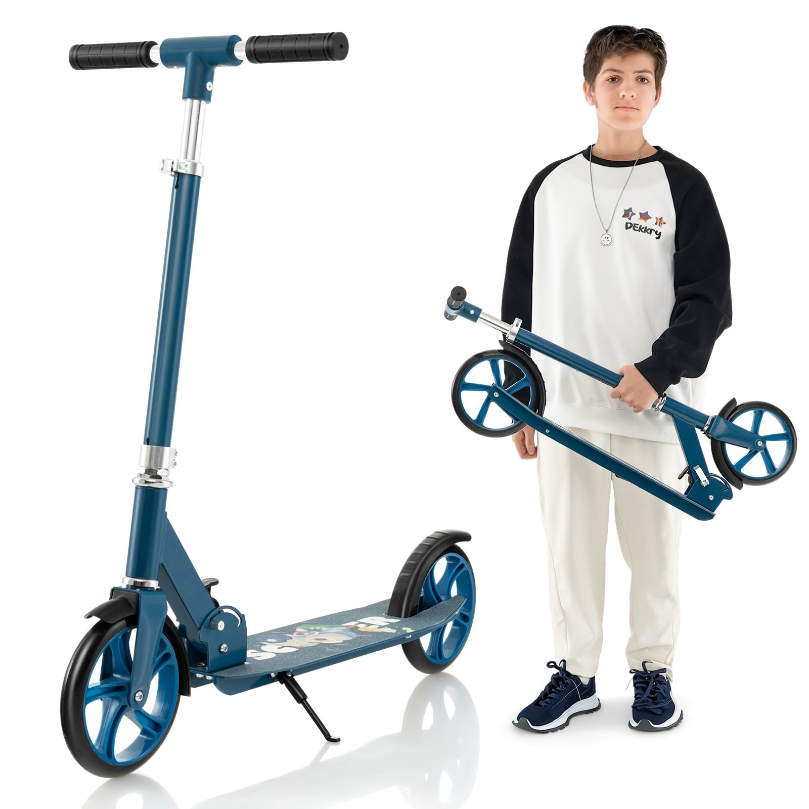 HOGEBABY Kick Scooter for Kids Ages 8+, Foldable Kids & Adults Scooter with 8-inch Big Wheels
