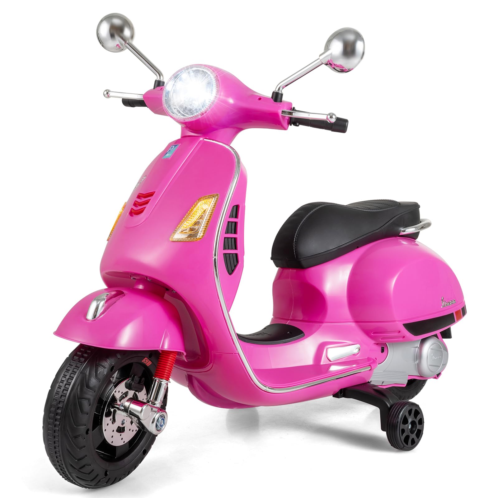 HOGEBABY 12V Licensed Vespa Ride on Motorcycle with Training Wheels