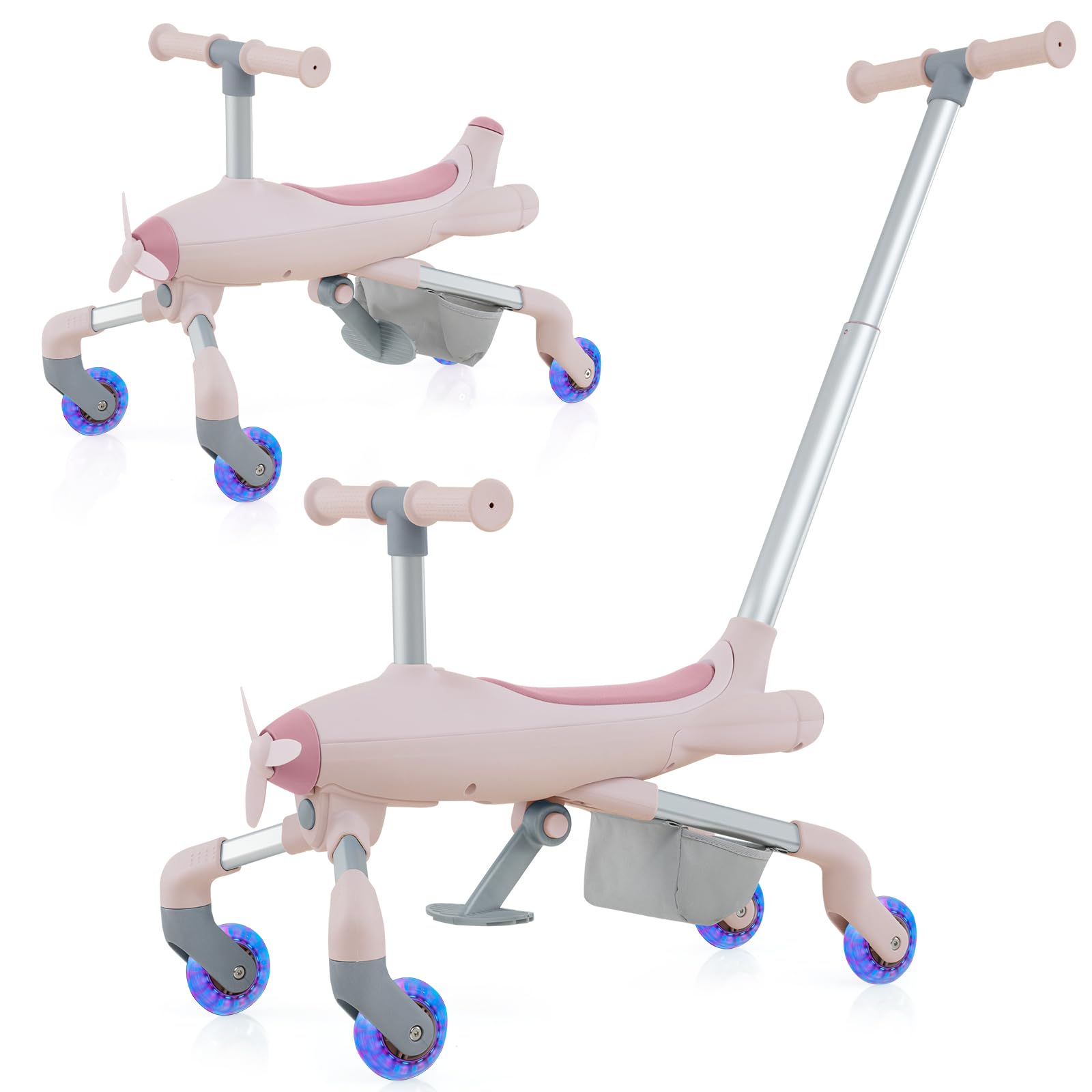 HOGEBABY Push Car for Toddlers, 2 in 1 Stroller Sliding Walking Car with LED Flashing Wheels, Removable & Adjustable Push Handle - Image 10