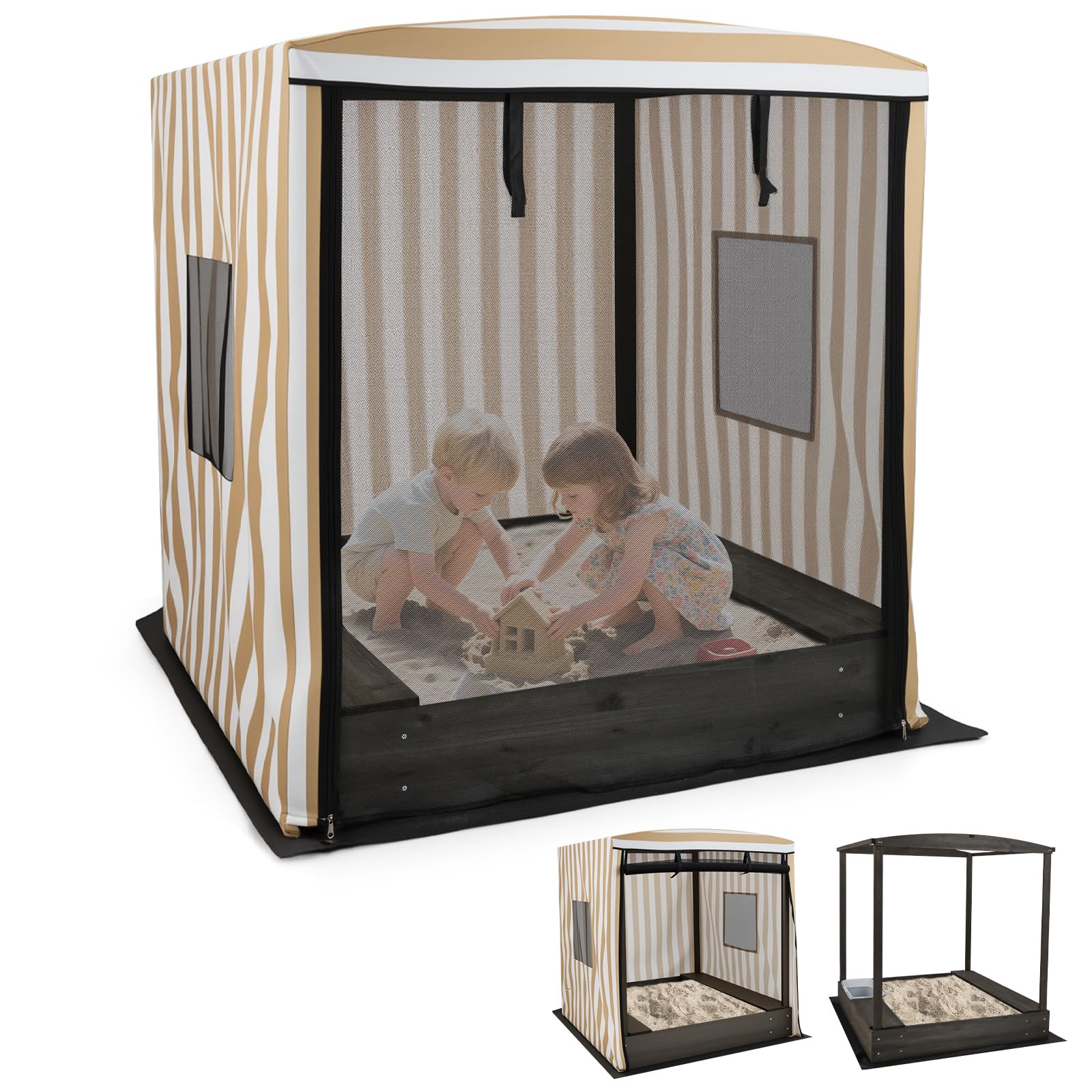 HOGEBABY Kids Wooden Sandbox with Canopy