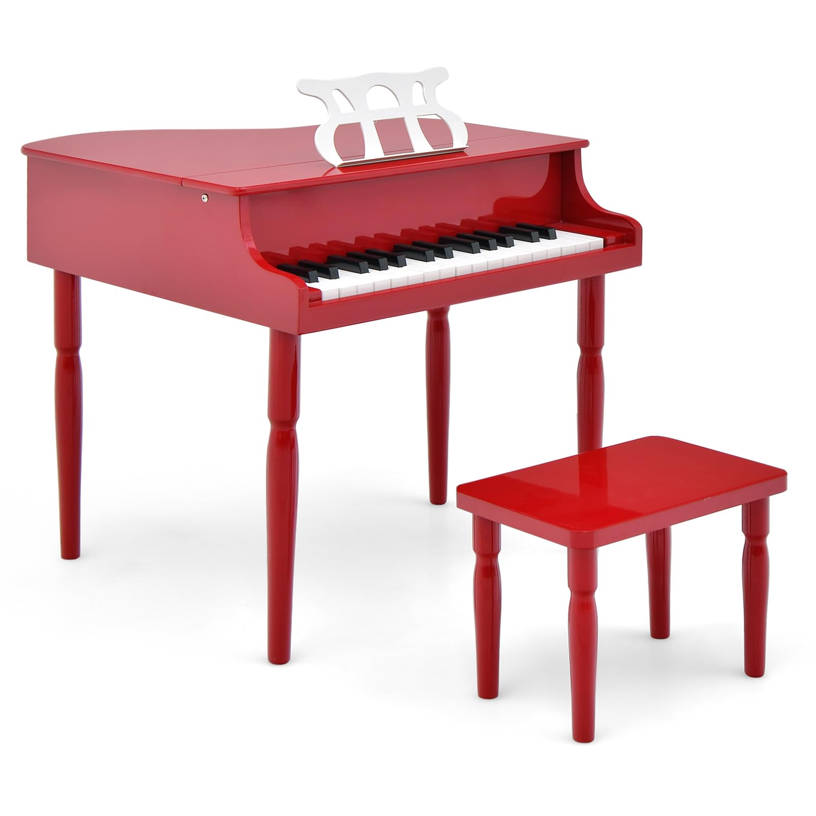 HOGEBABY Classical Kids Piano, 30 Keys Wood Toy Grand Piano with Music Stand and Bench - Image 5