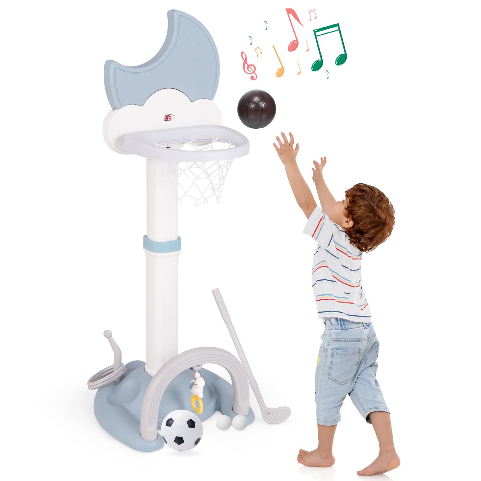 HOGEBABY Toddler Basketball Hoop with Electronic Scoreboard Cheer Sound