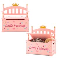 HOGEBABY Wooden Toy Box, 2 in 1 Toy Chest Storage Bench